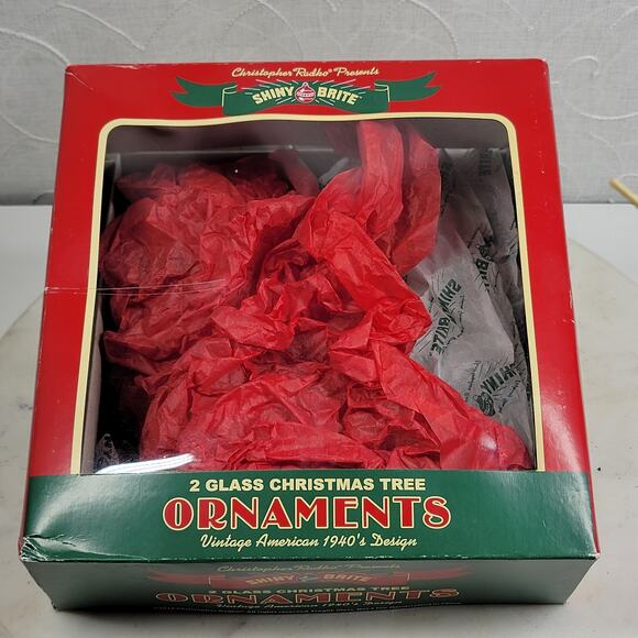 VTG Radko Shiny Brite 40s Finial Indent Reflector Glass Ornaments Hand Decorated - Picture 2 of 16